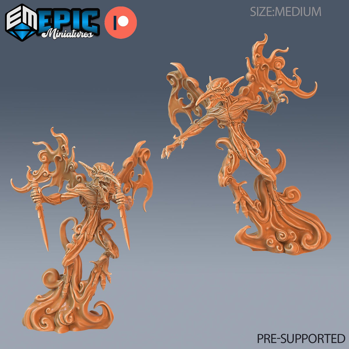 Smoke Mephit Set of 2 DND miniatures group photo Arcane Dungeon