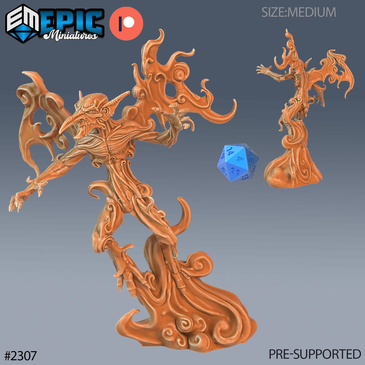 Smoke Mephit Option #2307 front DND miniature Arcane Dungeon 16k resin