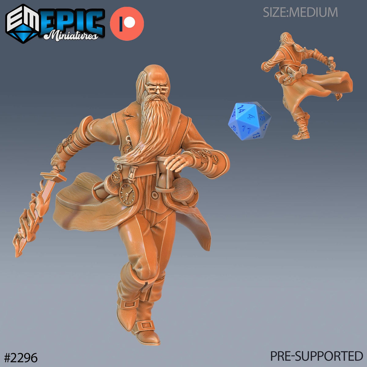 Time Wizard Option #2296 front DND miniature Arcane Dungeon 16k resin