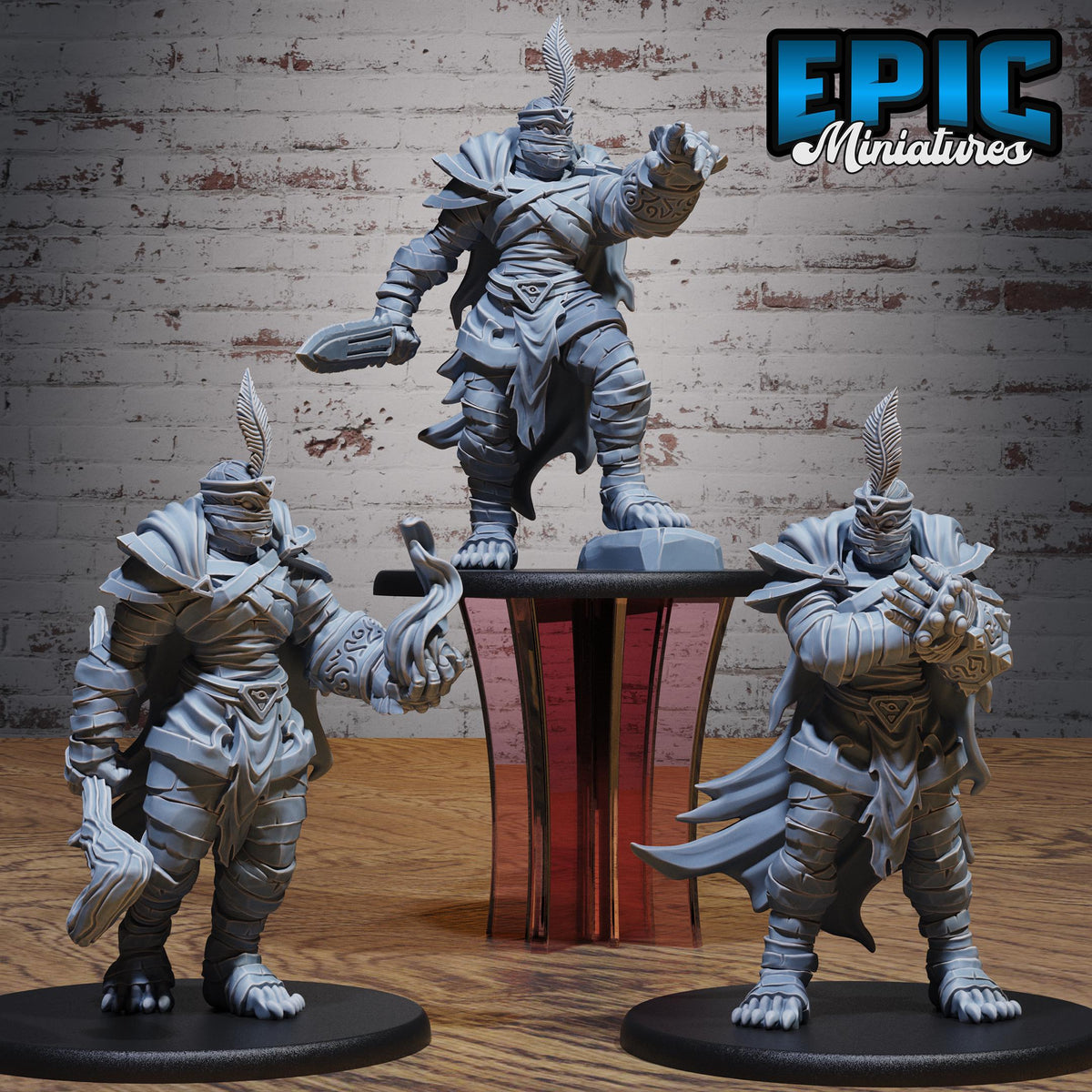 Mummy Champion Set of 3 DND miniatures group photo Death Desert