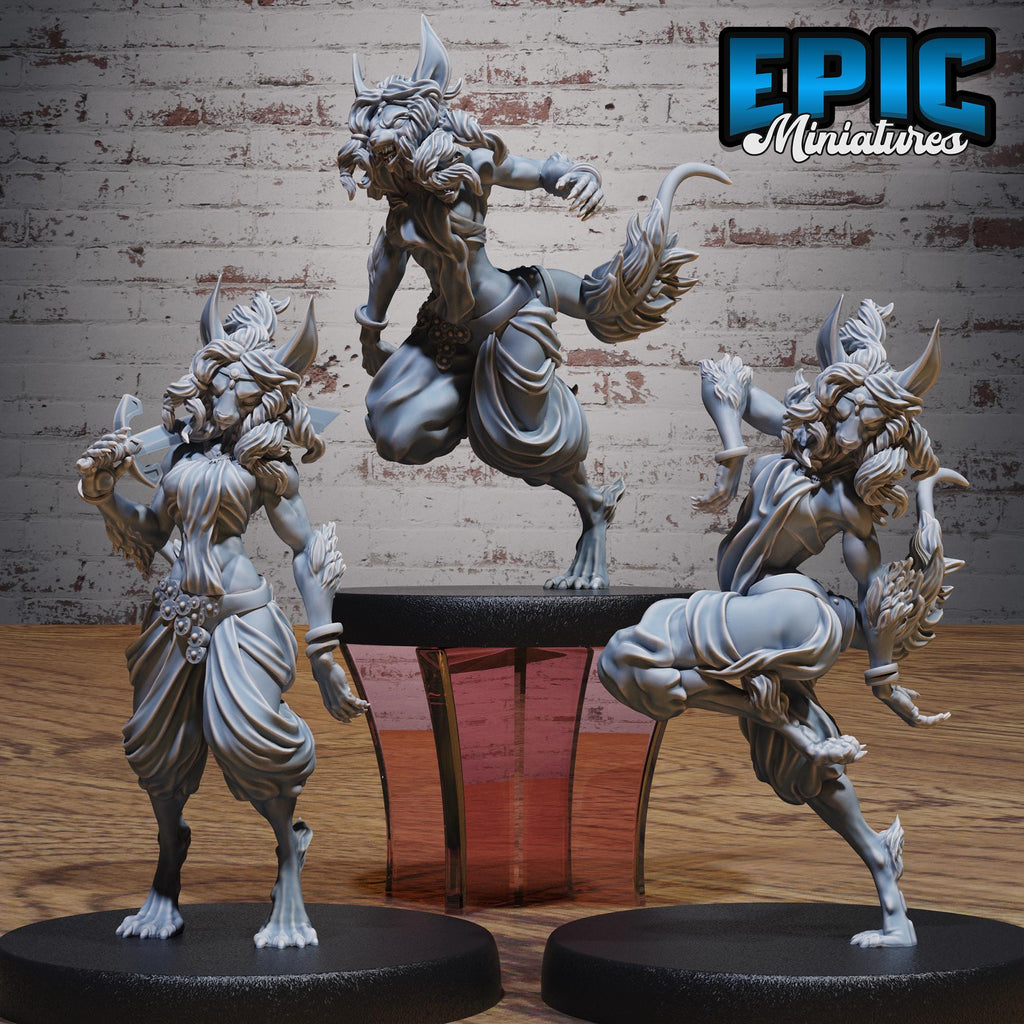 Lynx Folk Dancer Set of 3 DND miniatures group photo Death Desert