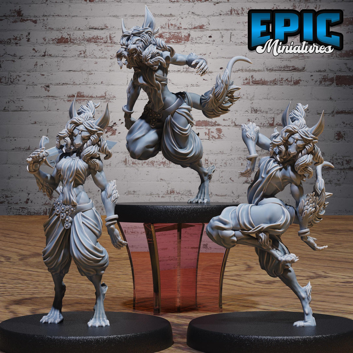 Lynx Folk Dancer Set of 3 DND miniatures group photo Death Desert