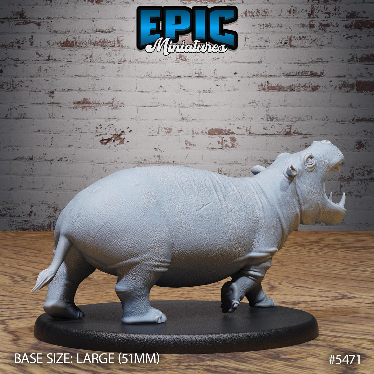 Hippo Hippopotamus Option #5470 front DND miniature Death Desert 16k resin