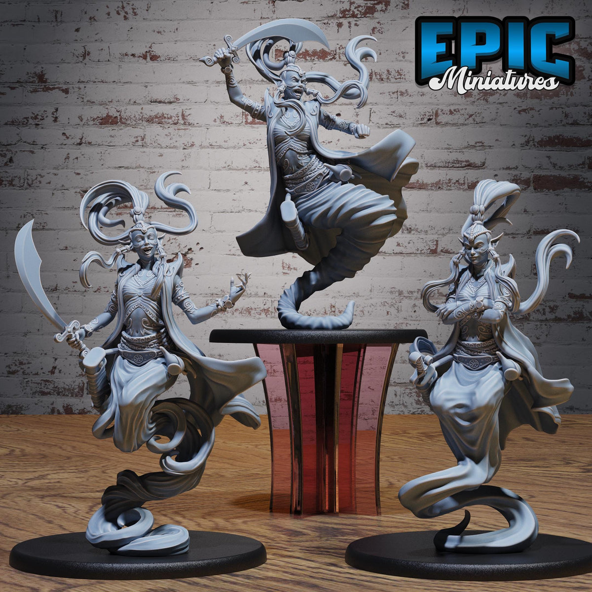 Djinni Female Set of 3 DND miniatures group photo Death Desert