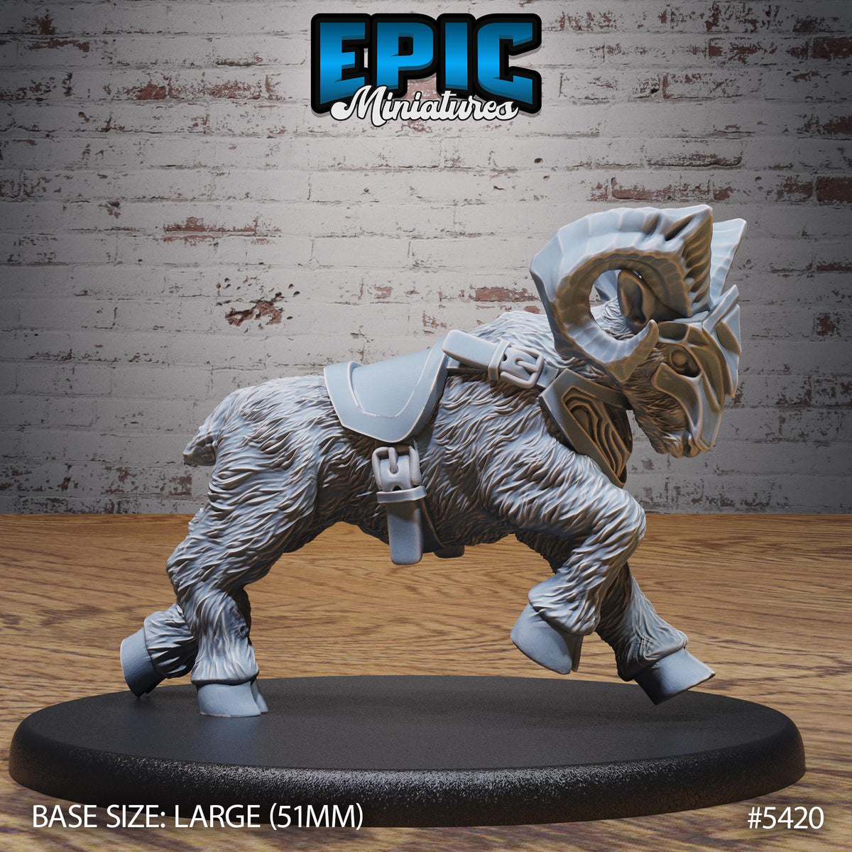 Goat Mount 1 v2 front DND miniature Wild Bandits 16k resin