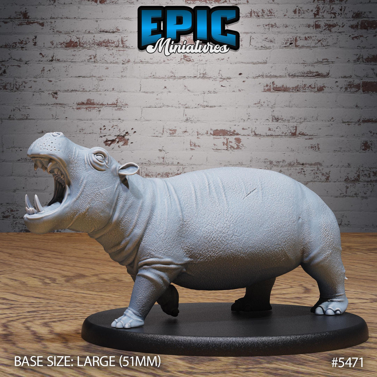 Hippo Hippopotamus Option #5471 back DND miniature Death Desert 16k resin