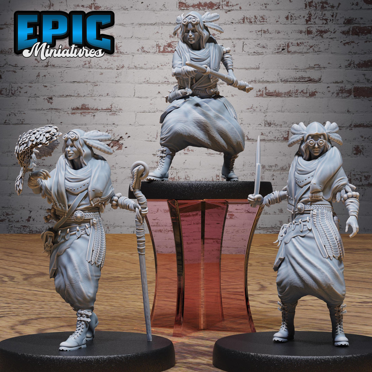 Desert Druid Set of 3 DND miniatures group photo Death Desert