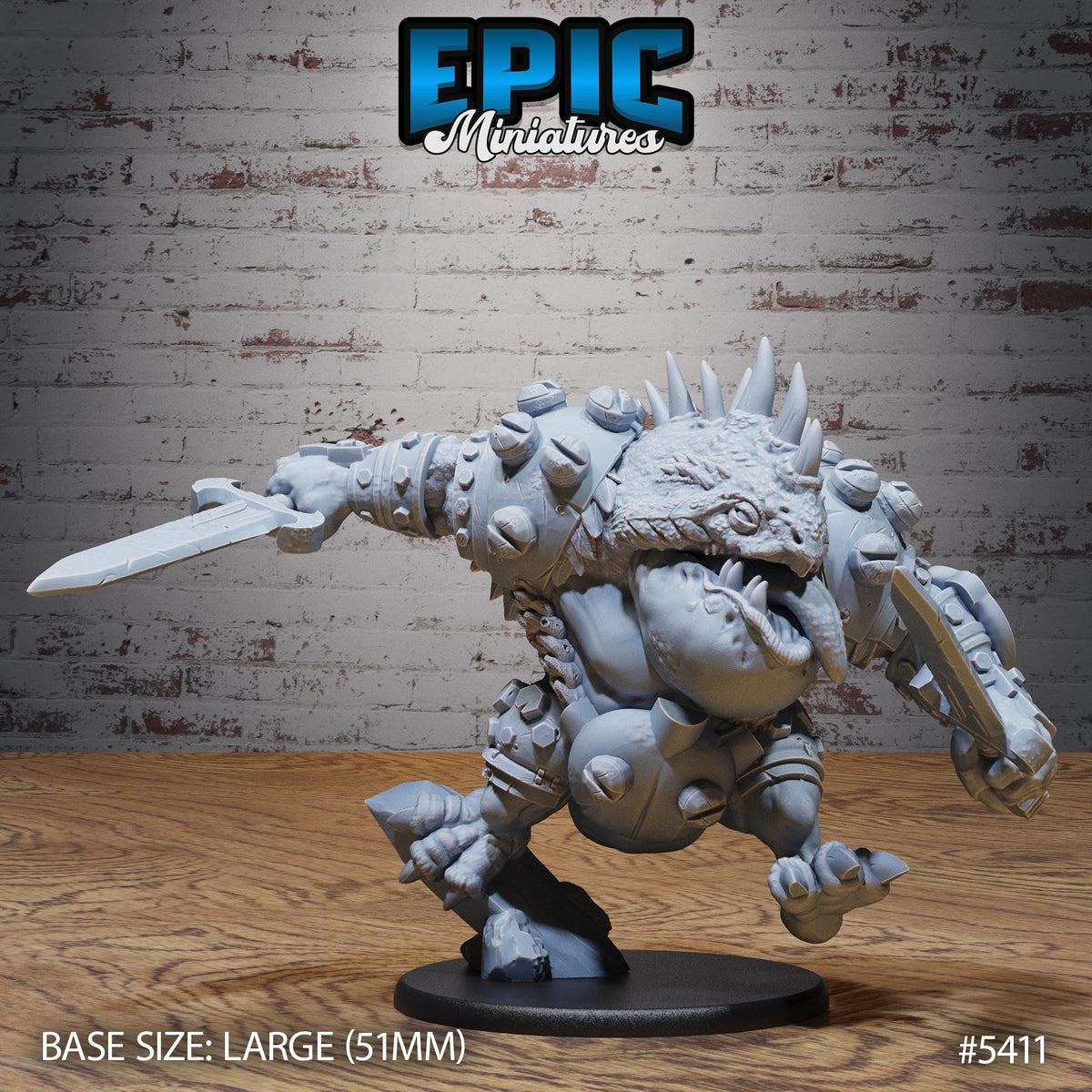 Bulky Lizard Bandit Option #5411 front DND miniature Wild Bandits 16k resin