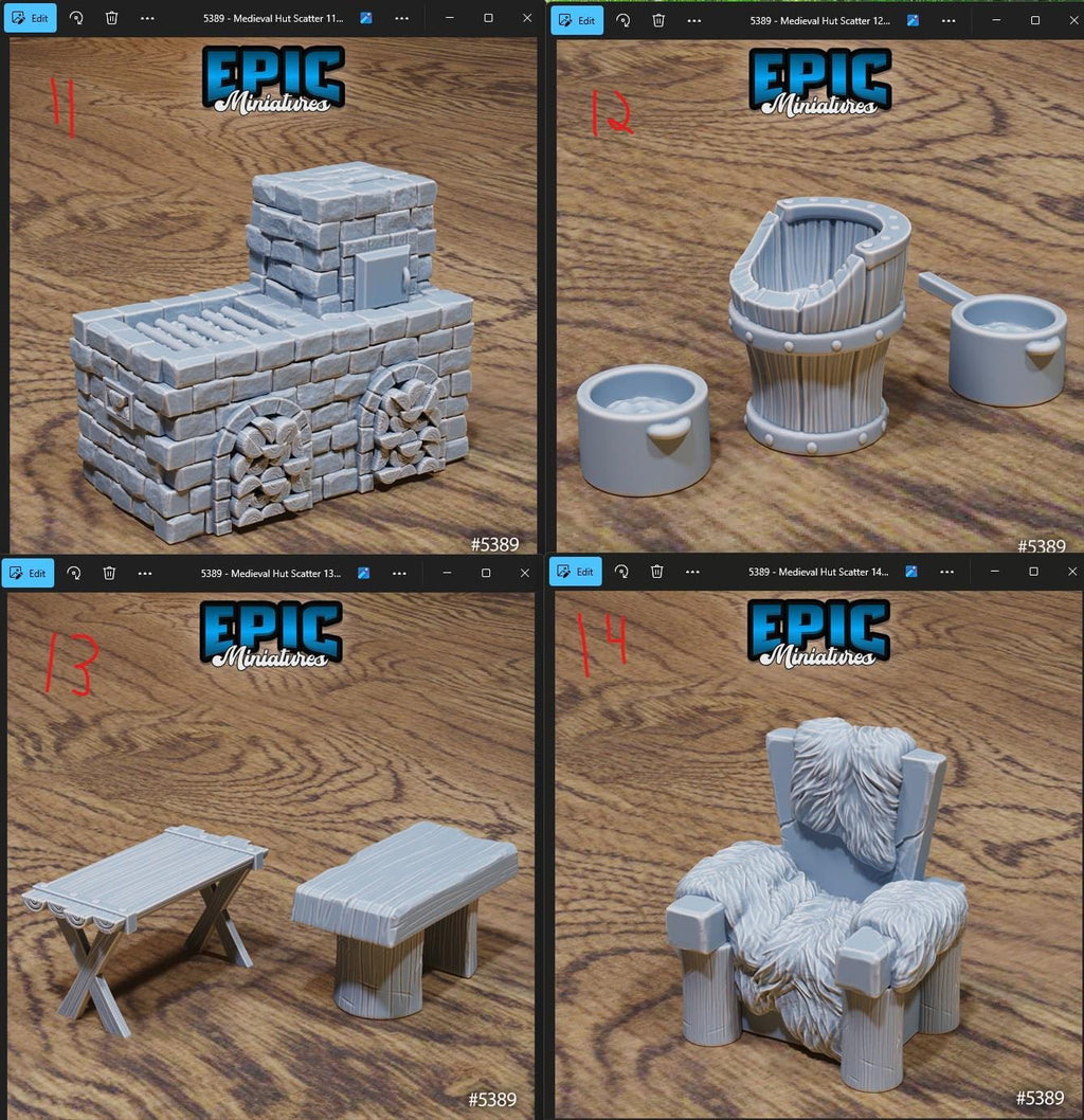 Medieval Hut Scatter Option #5389 (8) front DND miniature Wild Bandits 16k resin