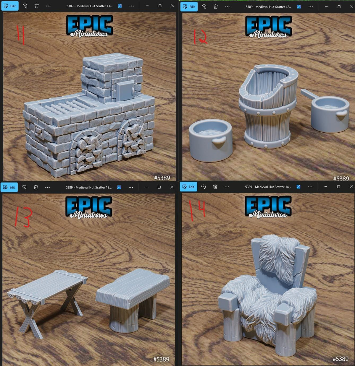 Medieval Hut Scatter Option #5389 (8) front DND miniature Wild Bandits 16k resin