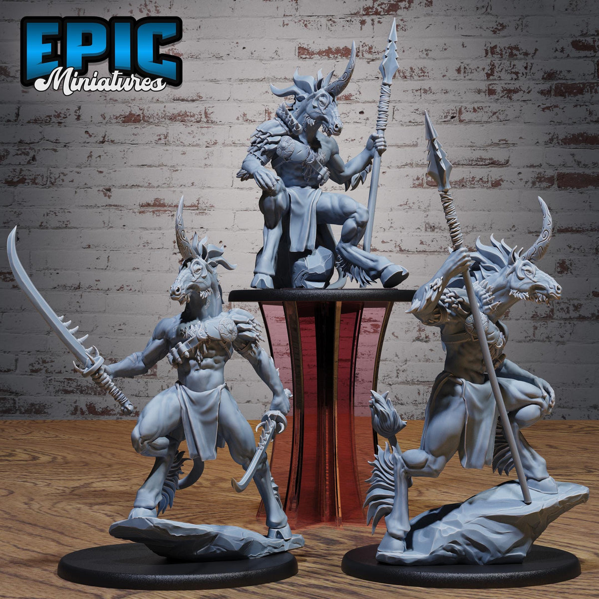 Unicorn Folk Warrior Set of 3 DND miniatures group photo Monster Frenzy