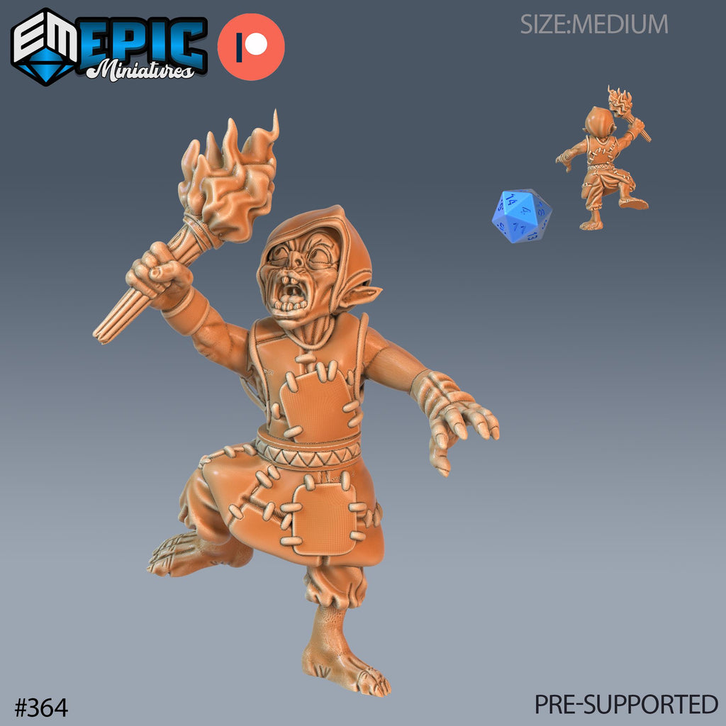 Goblin Set of 8 DND Minis | Monster Rampage Collection | TTRPG | Archer Warrior King Ranger Chult Tomb of Annihilation Wildemount Option #365 front DND miniature  16k resin