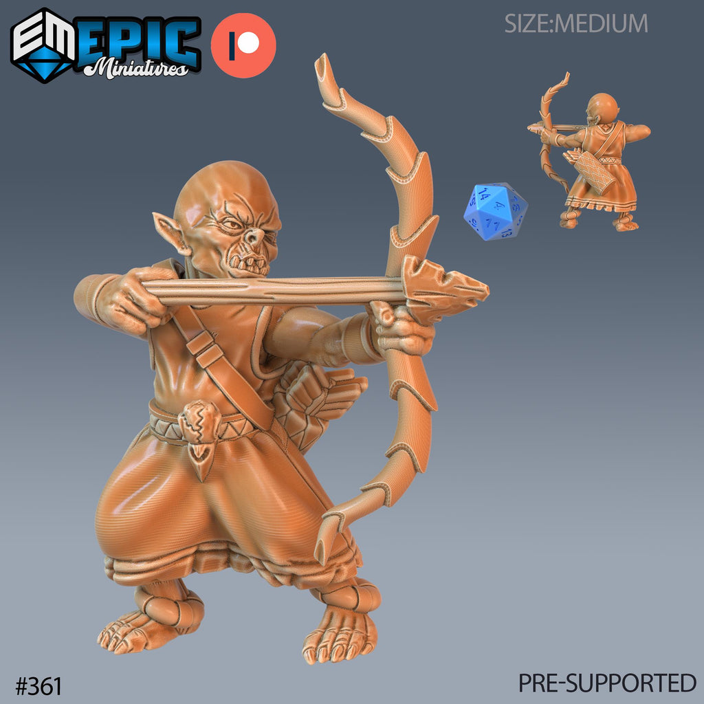 Goblin Set of 8 DND Minis | Monster Rampage Collection | TTRPG | Archer Warrior King Ranger Chult Tomb of Annihilation Wildemount Option #362 front DND miniature  16k resin