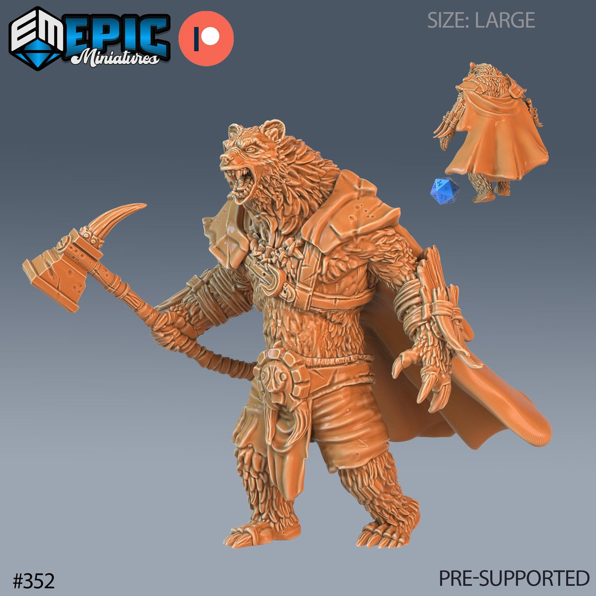 Werebear Set of 4 DND Minis | Monster Rampage Collection | TTRPG | Chult Tomb of Annihilation Wildemount Out of the Abyss Option #352 front DND miniature  16k resin