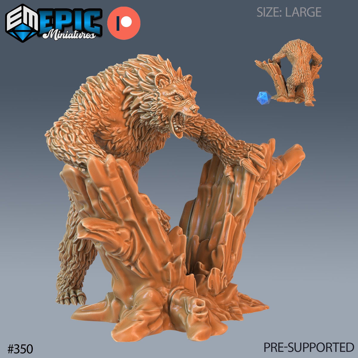Werebear Set of 4 DND Minis | Monster Rampage Collection | TTRPG | Chult Tomb of Annihilation Wildemount Out of the Abyss Option #350 front DND miniature  16k resin