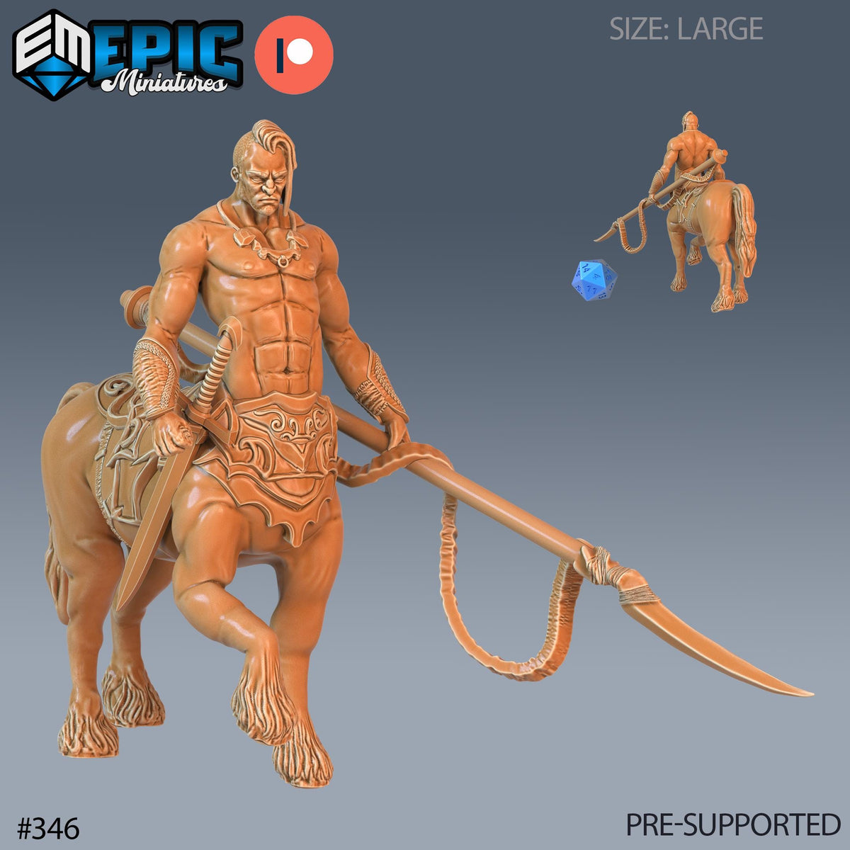 Centaur Set of 3 DND Minis | Monster Rampage Collection | TTRPG | Spear Sword Archer, Chult Tomb of Annihilation Wildemount Out of the Abyss Option #346 front DND miniature  16k resin
