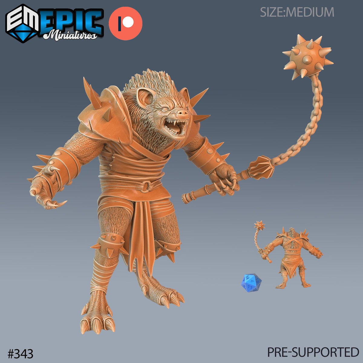 Gnoll Set of 5 DND Minis | Monster Rampage Collection | TTRPG | Chult Tomb of Annihilation Wildemount Out of the Abyss Archer Warrior Option #343 front DND miniature  16k resin