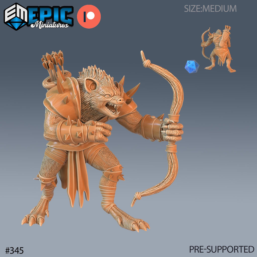Gnoll Set of 5 DND Minis | Monster Rampage Collection | TTRPG | Chult Tomb of Annihilation Wildemount Out of the Abyss Archer Warrior Option #345 front DND miniature  16k resin
