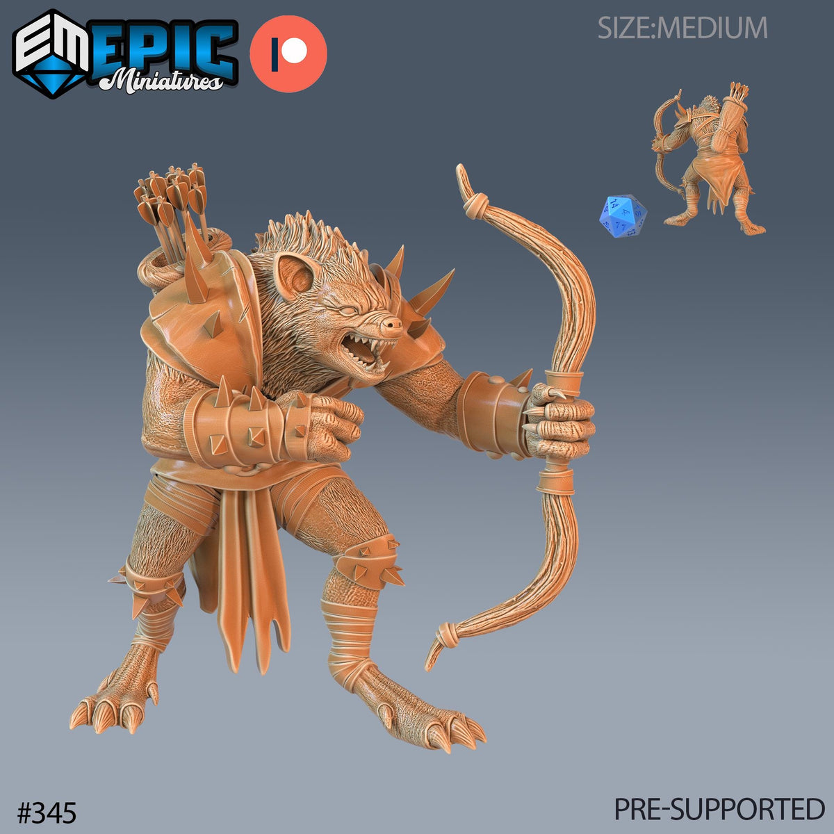 Gnoll Set of 5 DND Minis | Monster Rampage Collection | TTRPG | Chult Tomb of Annihilation Wildemount Out of the Abyss Archer Warrior Option #345 front DND miniature  16k resin