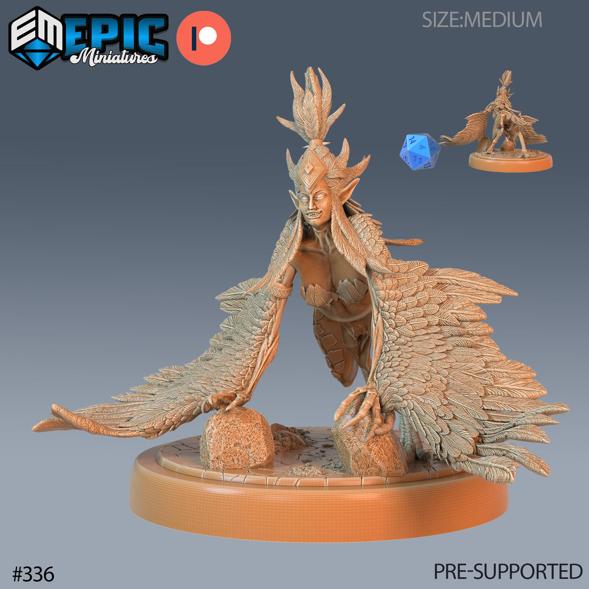 Harpy Lady Set of 3 DND Minis | Monster Rampage Collection | TTRPG | Chult Tomb of Annihilation Wildemount Out of the Abyss Option #336 front DND miniature  16k resin