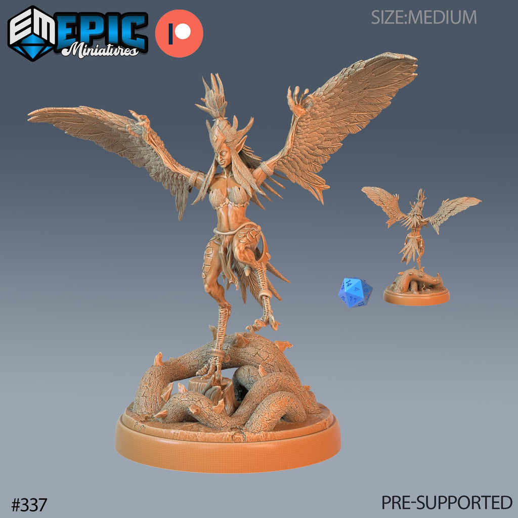 Harpy Lady Set of 3 DND Minis | Monster Rampage Collection | TTRPG | Chult Tomb of Annihilation Wildemount Out of the Abyss Option #337 front DND miniature  16k resin