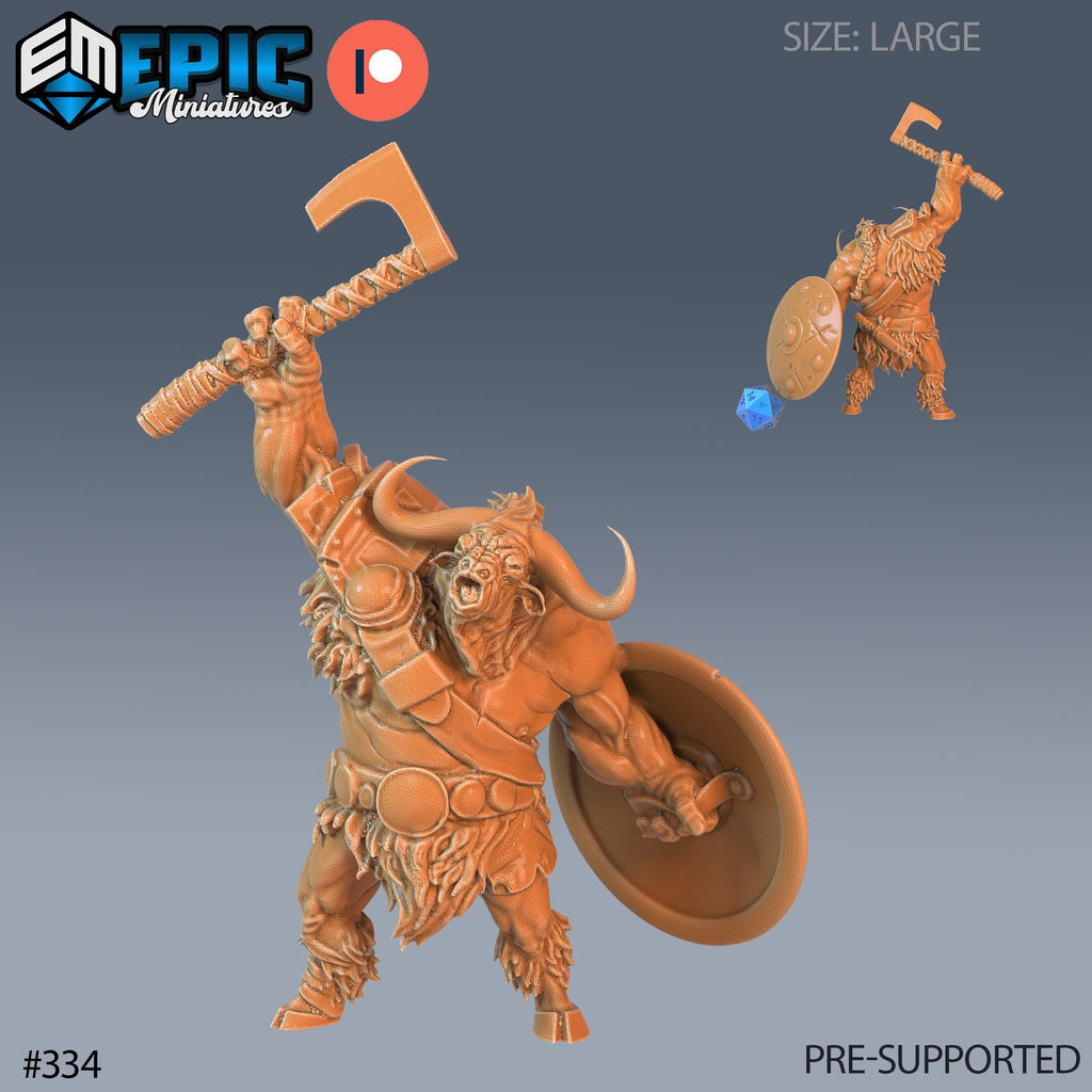 Longhorn Minotaur Set of 2 DND Minis | Monster Rampage Collection | TTRPG | Chult Tomb of Annihilation Wildemount Out of the Abyss Option #334 front DND miniature  16k resin