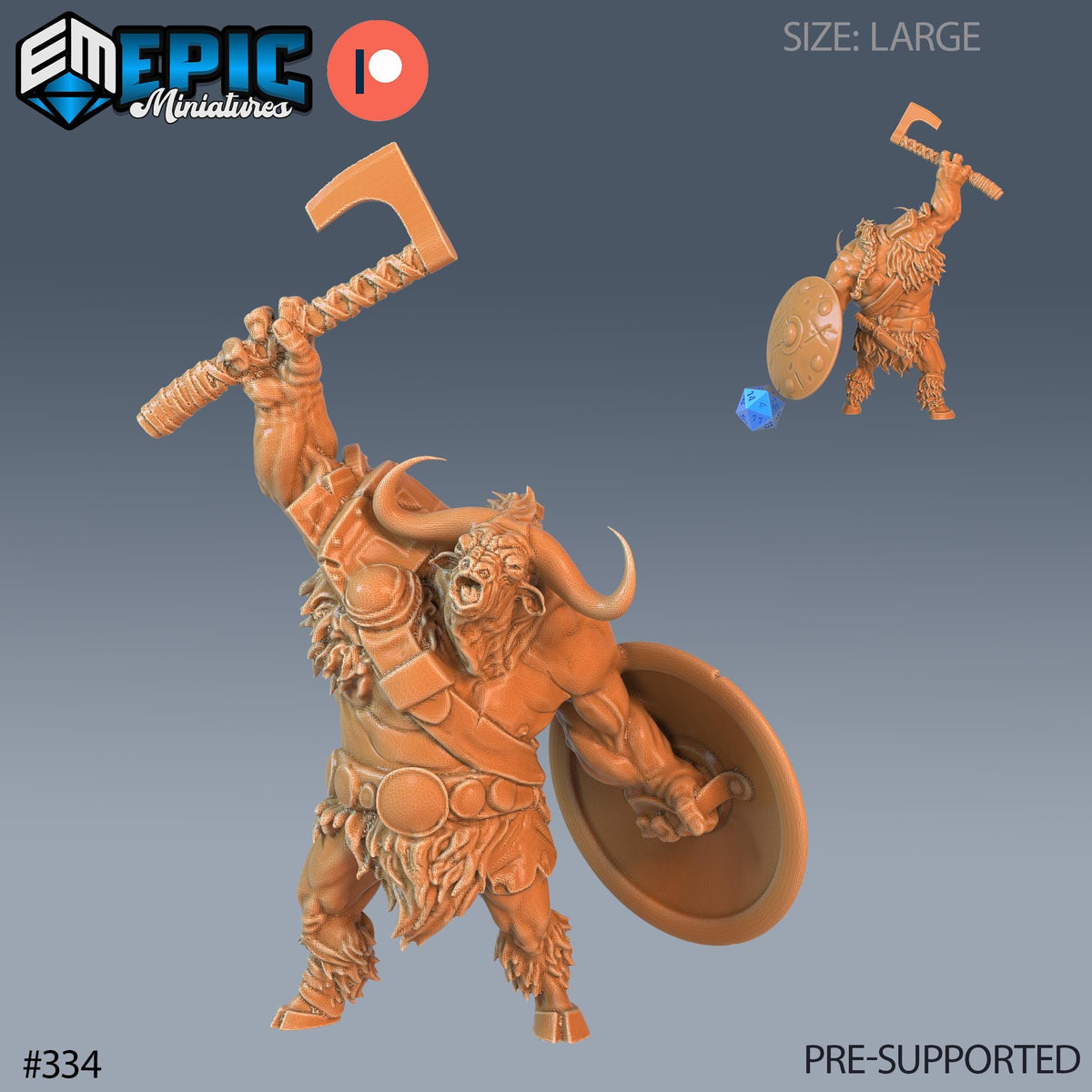 Longhorn Minotaur Set of 2 DND Minis | Monster Rampage Collection | TTRPG | Chult Tomb of Annihilation Wildemount Out of the Abyss Option #334 front DND miniature  16k resin