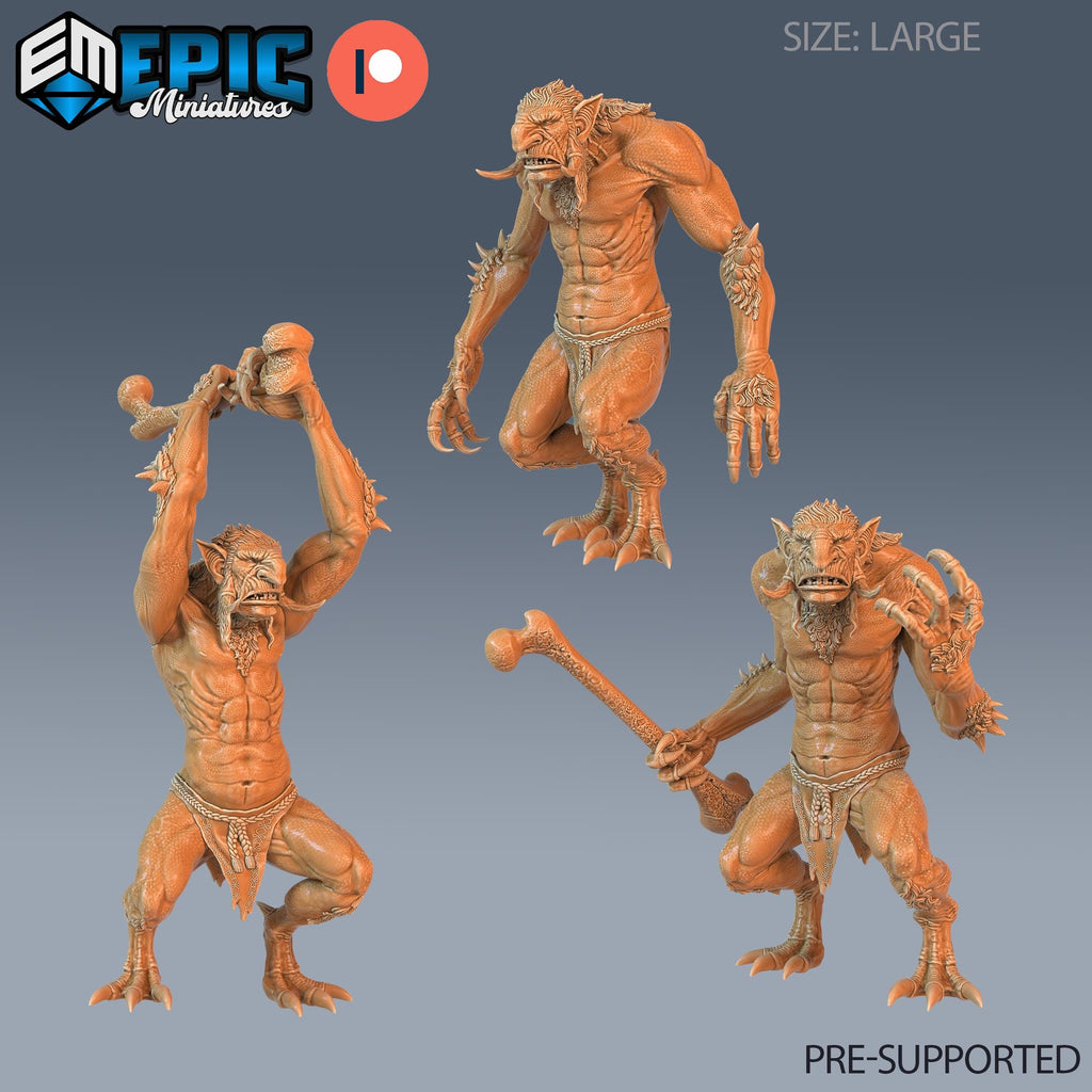Forest Troll Set of 3 DND Minis | Monster Rampage Collection | TTRPG | Chult Tomb of Annihilation Wildemount Out of the Abyss DND miniatures group photo