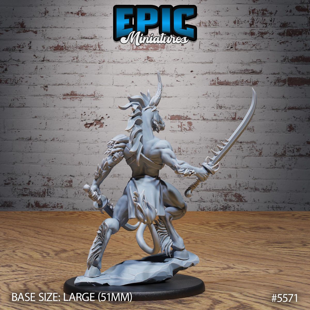 Unicorn Folk Warrior Option #5571 back DND miniature Monster Frenzy 16k resin
