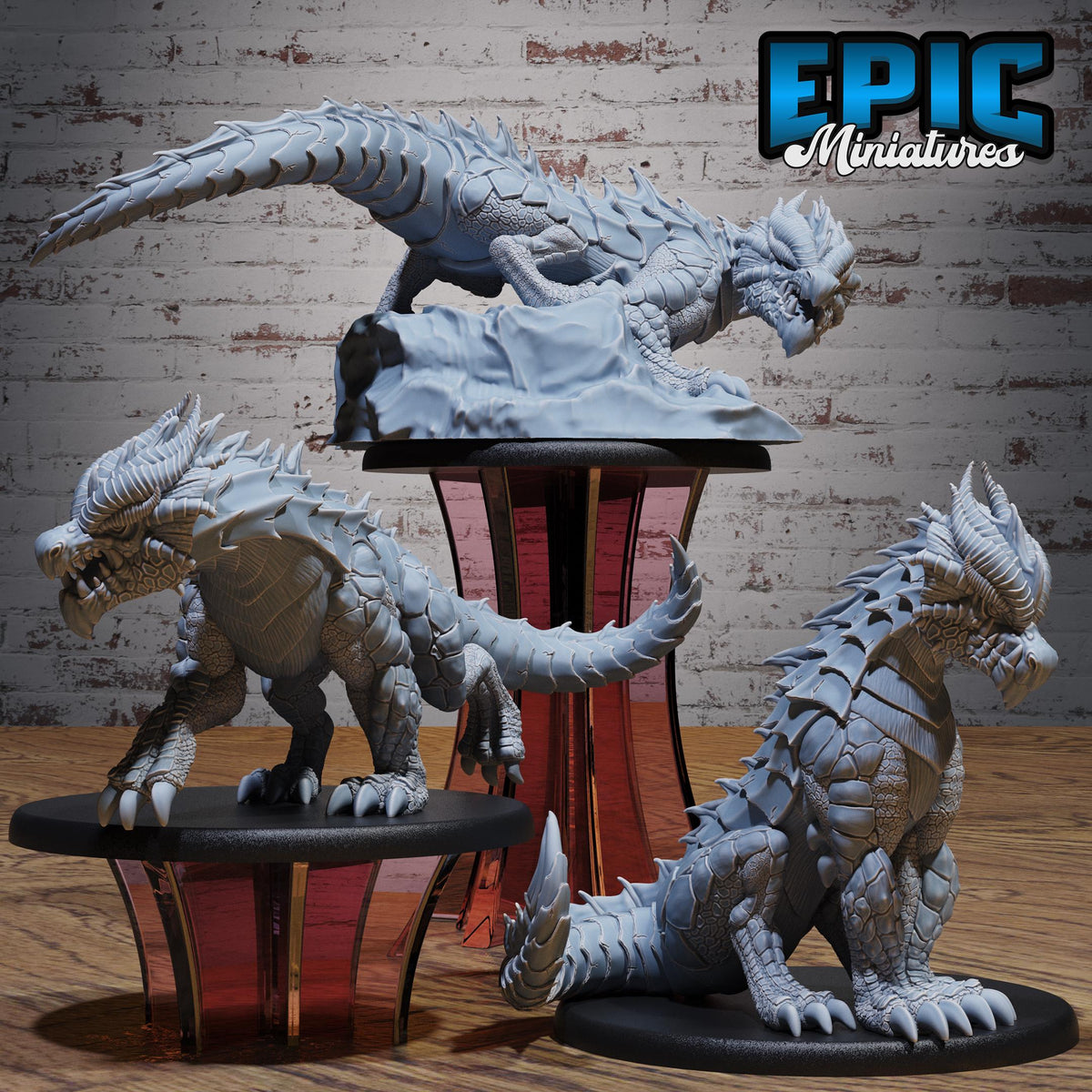 Ambush Drake Set of 3 DND miniatures group photo Monster Frenzy
