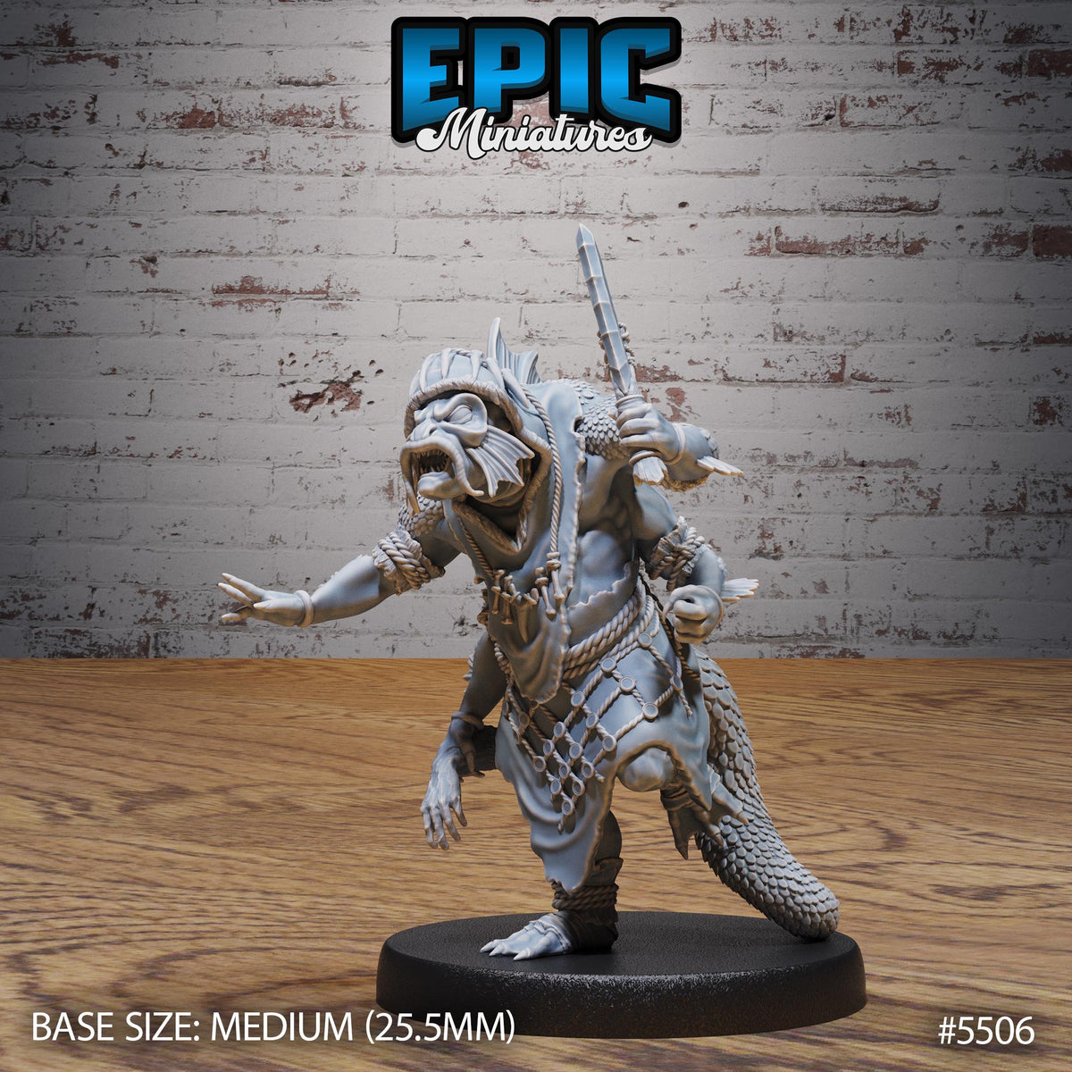 Fish folk Vagabond of 3 Option #5506 front DND miniature Deep Sea Mysteries 16k resin