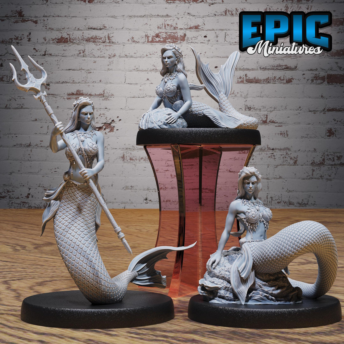Mermaid of 3 DND miniatures group photo Deep Sea Mysteries