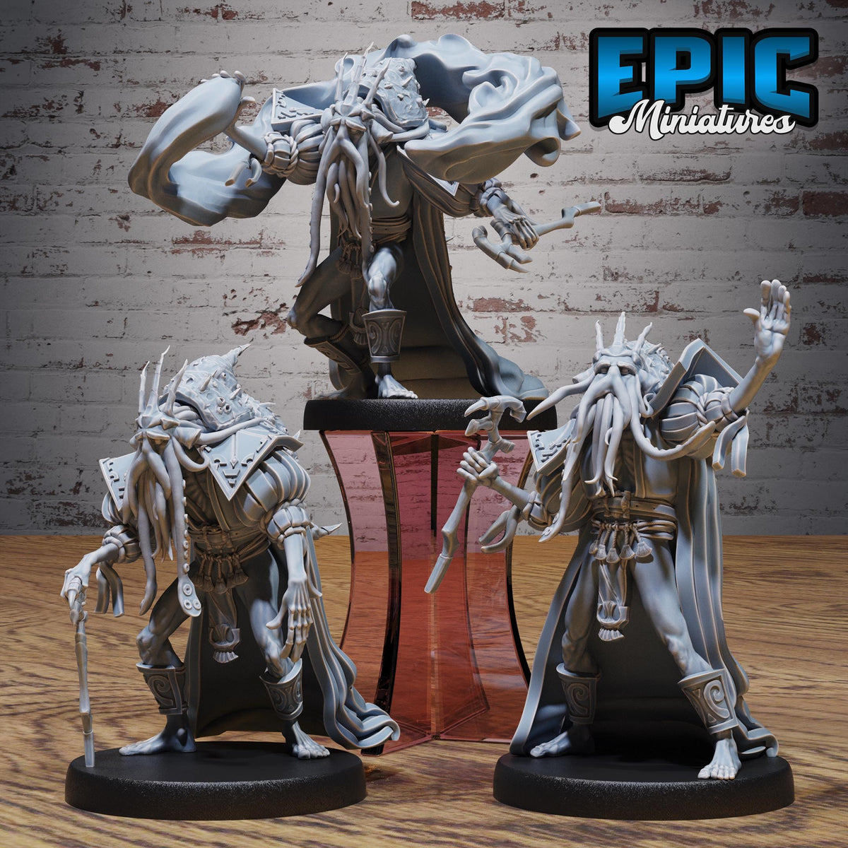 Fish Folk Monarch of 3 DND miniatures group photo Deep Sea Mysteries