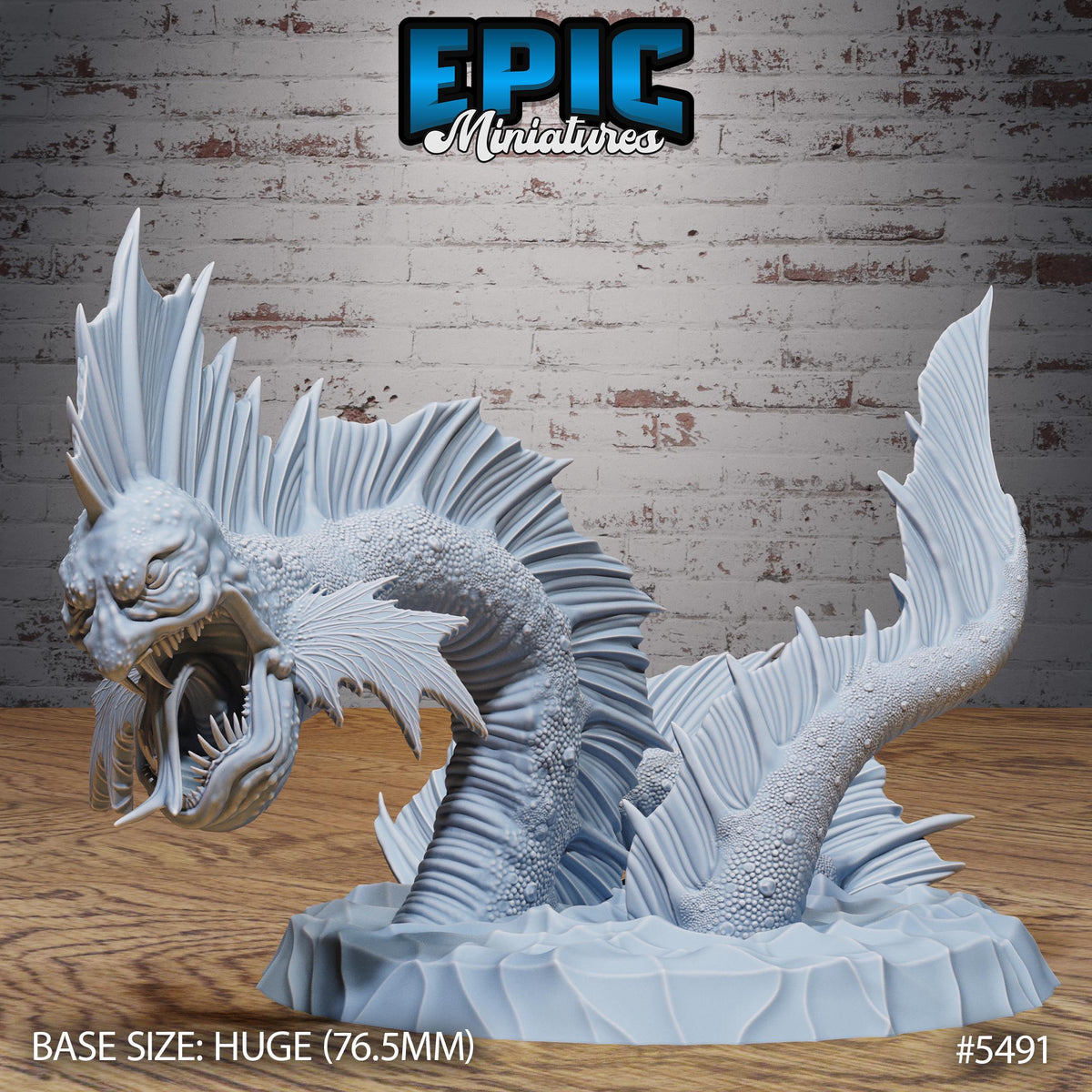 Sea Serpent Monster of 3 Option #5491 front DND miniature Deep Sea Mysteries 16k resin