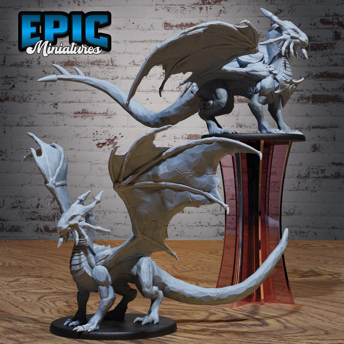 Sapphire Dragon 1 (Large) front DND miniature Deep Sea Mysteries 16k resin
