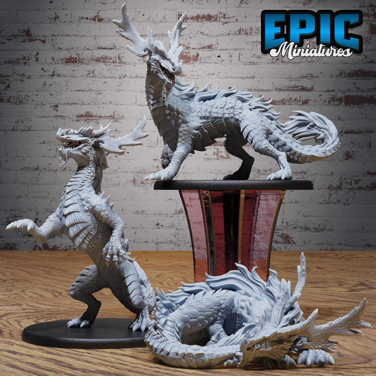 Forest Drake of 3 DND miniatures group photo Witch Forest
