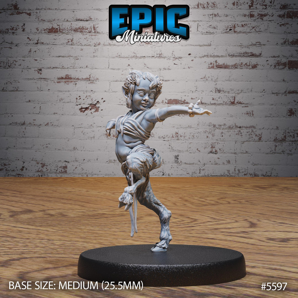 Satyr Child of 3 Option #5597 front DND miniature Witch Forest 16k resin