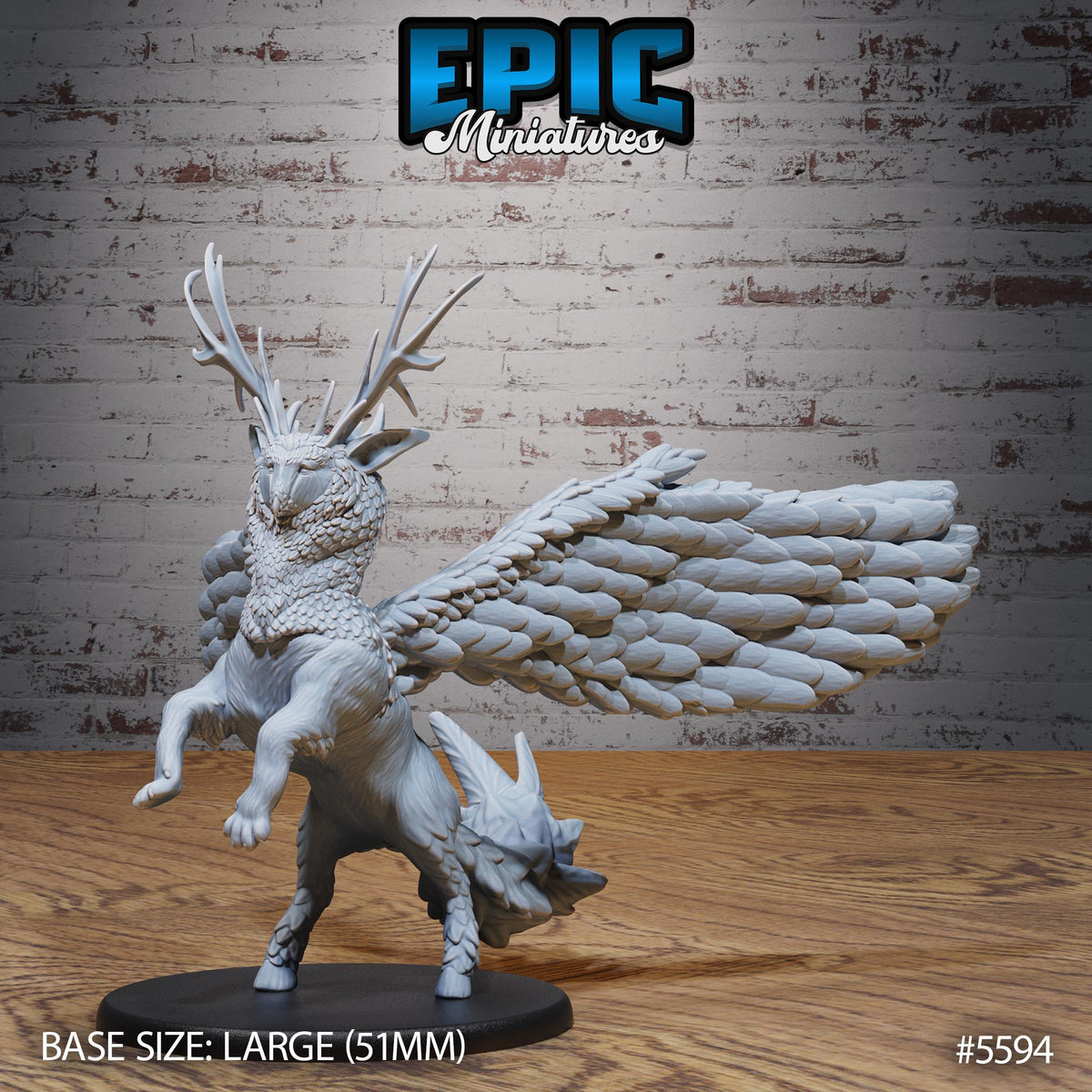 Peryton Beast of 3 Option #5594 front DND miniature Witch Forest 16k resin