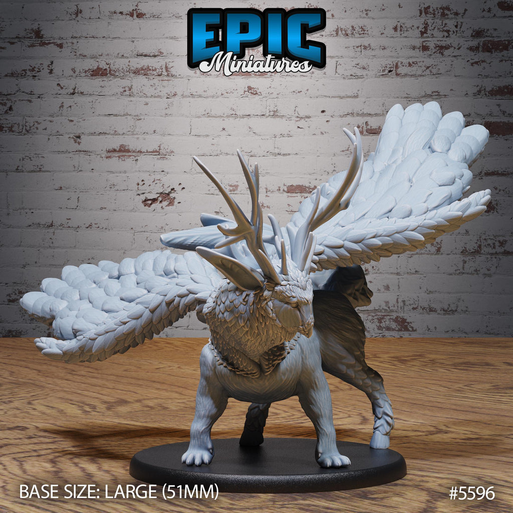 Peryton Beast of 3 Option #5596 front DND miniature Witch Forest 16k resin