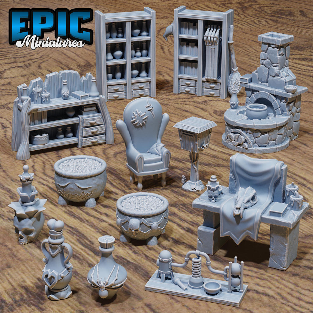 Witch Hut Scatter DND miniatures group photo Witch Forest