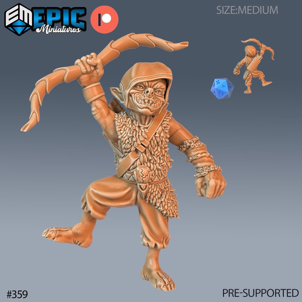 Goblin Set of 8 DND Minis | Monster Rampage Collection | TTRPG | Archer Warrior King Ranger Chult Tomb of Annihilation Wildemount Option #360 front DND miniature  16k resin