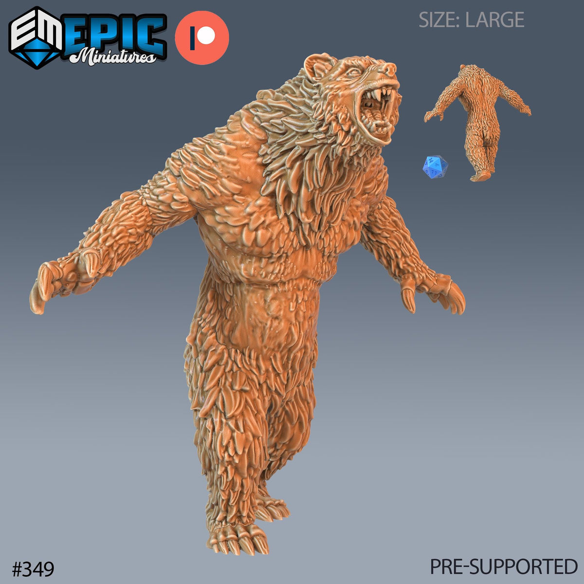 Werebear Set of 4 DND Minis | Monster Rampage Collection | TTRPG | Chult Tomb of Annihilation Wildemount Out of the Abyss Option #349 front DND miniature  16k resin