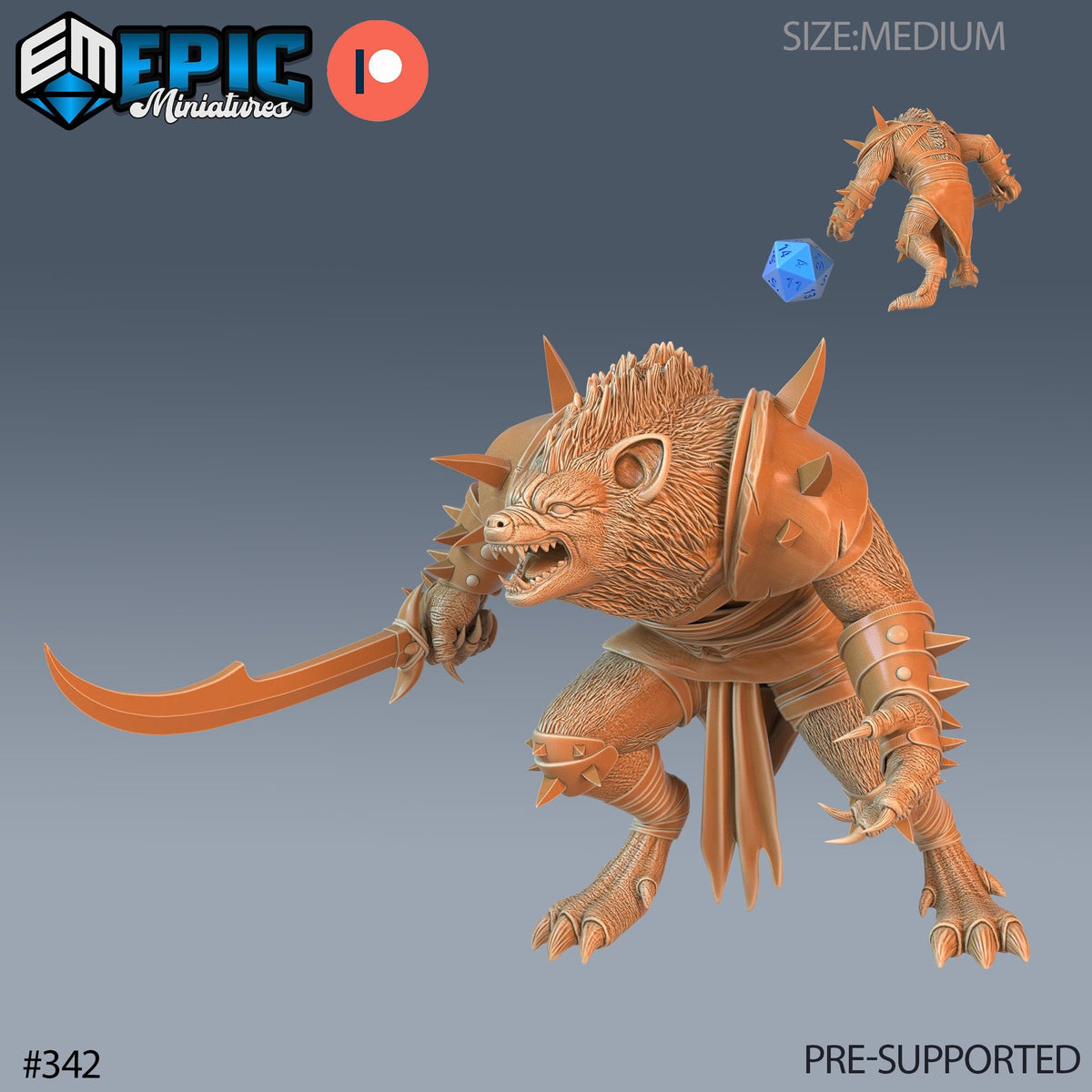 Gnoll Set of 5 DND Minis | Monster Rampage Collection | TTRPG | Chult Tomb of Annihilation Wildemount Out of the Abyss Archer Warrior Option #342 front DND miniature  16k resin