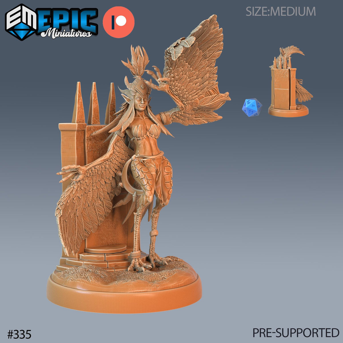 Harpy Lady Set of 3 DND Minis | Monster Rampage Collection | TTRPG | Chult Tomb of Annihilation Wildemount Out of the Abyss Option #335 front DND miniature  16k resin