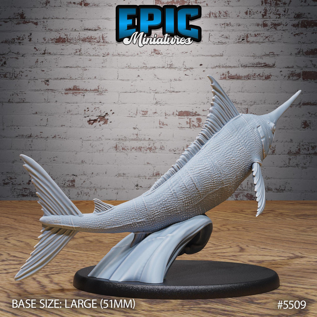 Marlin Swordfish of 2 1.5 inch long #2 front DND miniature Deep Sea Mysteries 16k resin