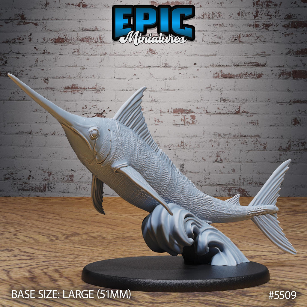Marlin Swordfish of 2 1.5 inch long #1 front DND miniature Deep Sea Mysteries 16k resin