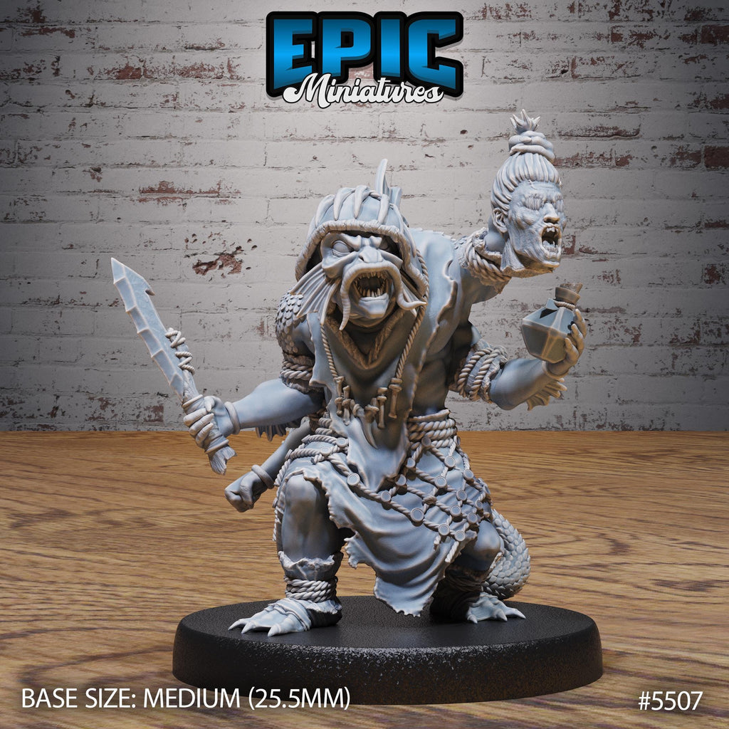 Fish folk Vagabond of 3 Option #5507 front DND miniature Deep Sea Mysteries 16k resin