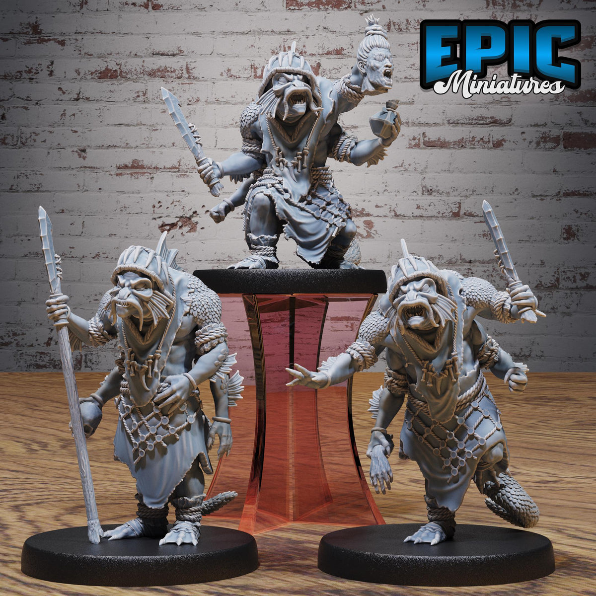 Fish folk Vagabond of 3 DND miniatures group photo Deep Sea Mysteries