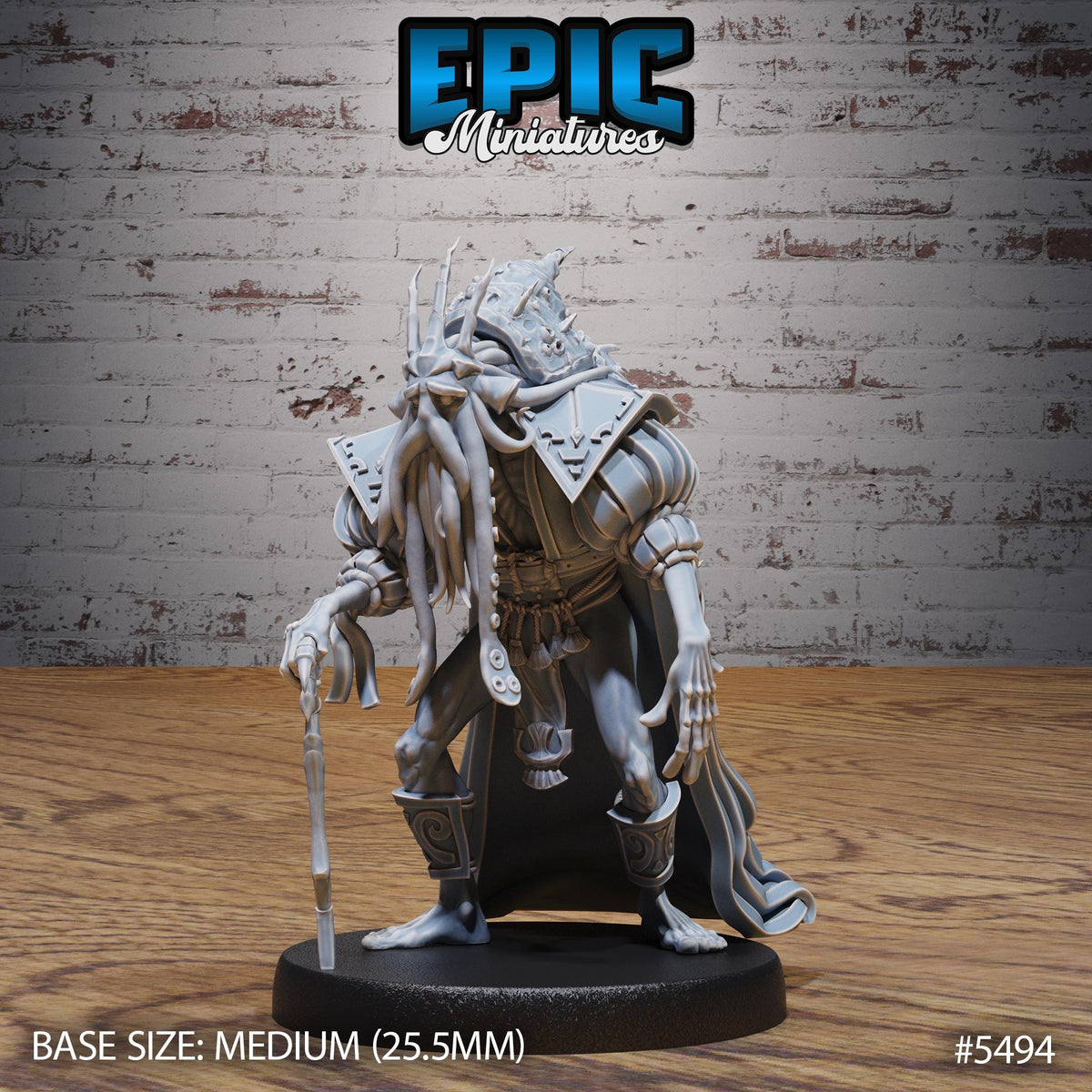 Fish Folk Monarch of 3 Option #5494 front DND miniature Deep Sea Mysteries 16k resin