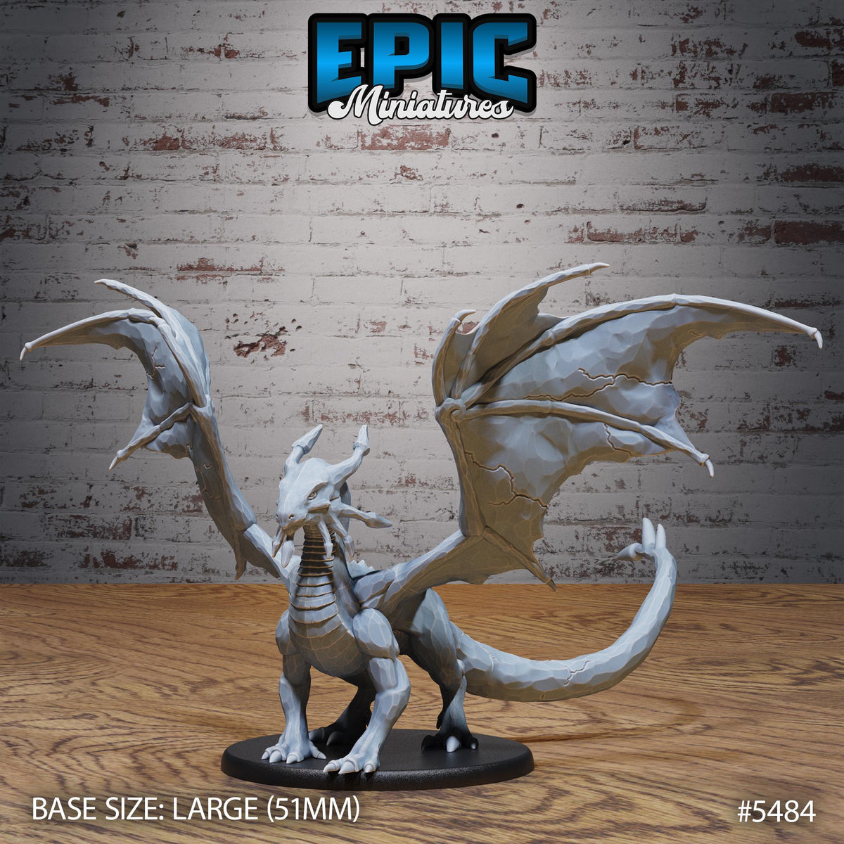 Sapphire Dragon 2 (Large) front DND miniature Deep Sea Mysteries 16k resin